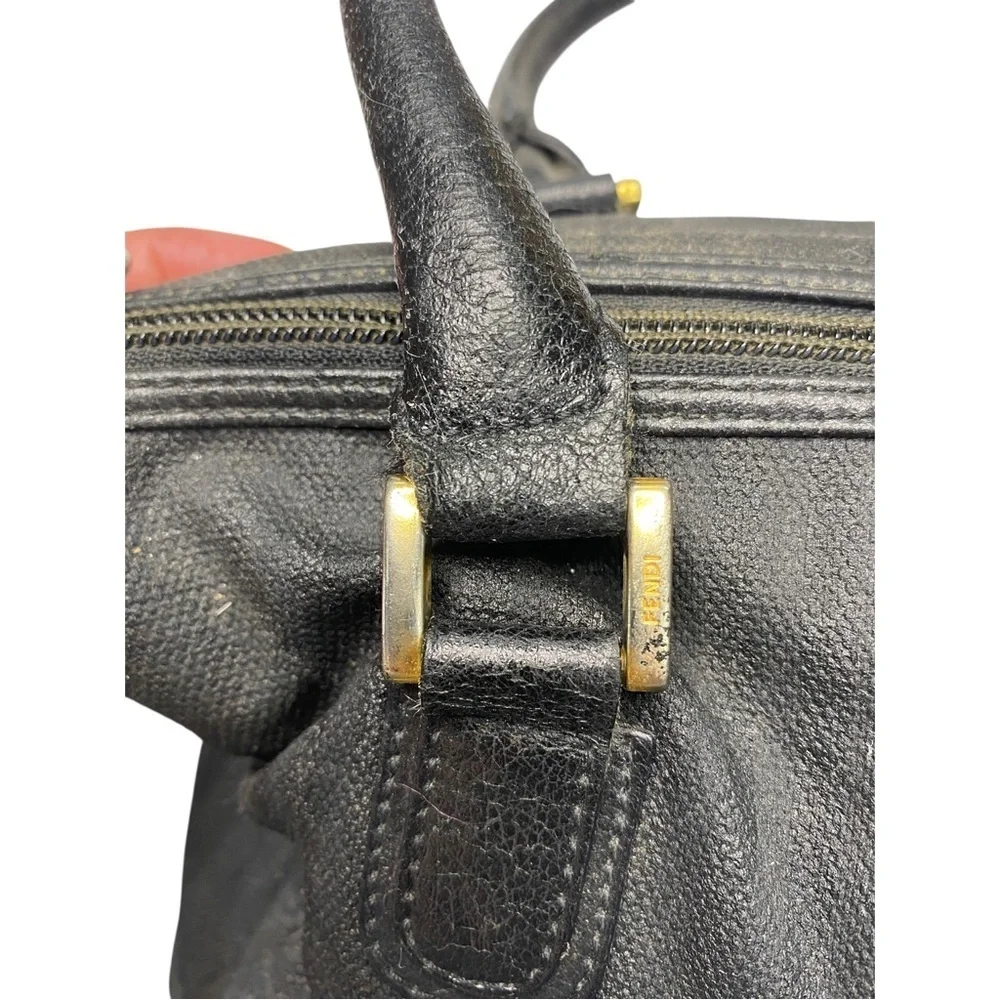 Fendi Black Vintage Satchel with Gold Accents